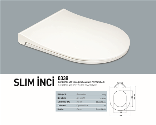 NKP SLİM İNCİ YAVAŞ KAPANAN KLOZET KAPAK  (THERMOPLAST)  (10pcs)